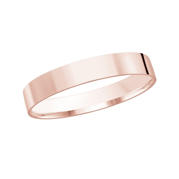 Rose gold wedding band with diamond accent on a white background.