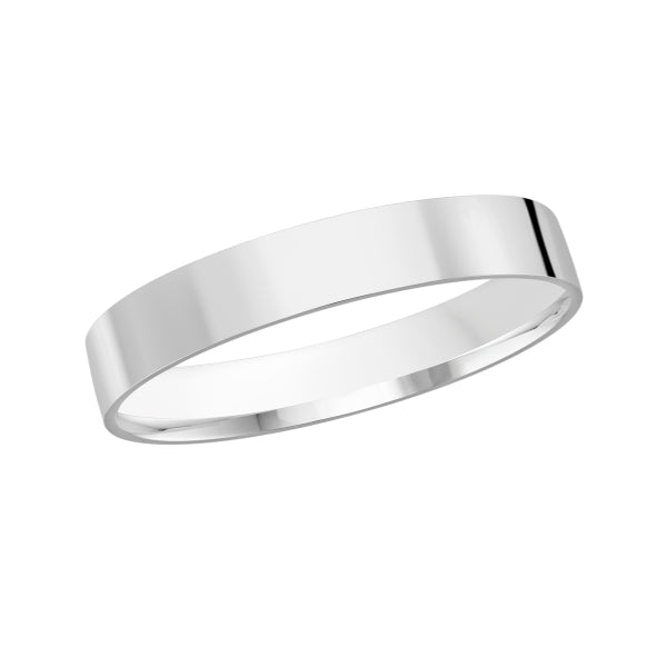 Silver wedding band with diamond accent on a white background.