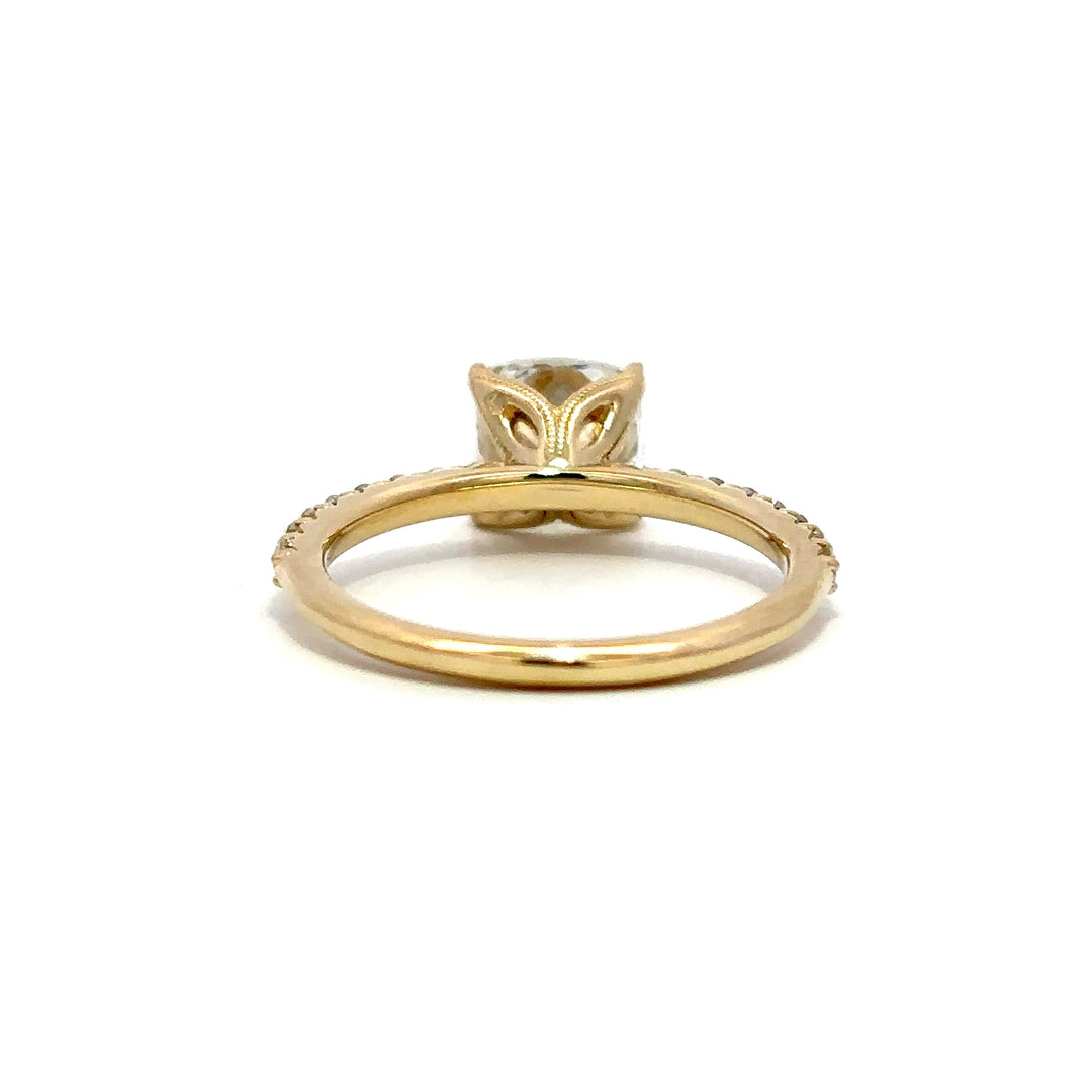 Pavé Ring (Cushion) - 14k Yellow Gold 1.83ct #13442