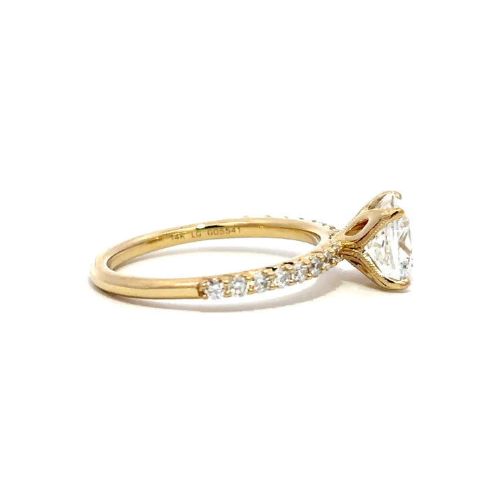 Pavé Ring (Cushion) - 14k Yellow Gold 1.83ct #13442