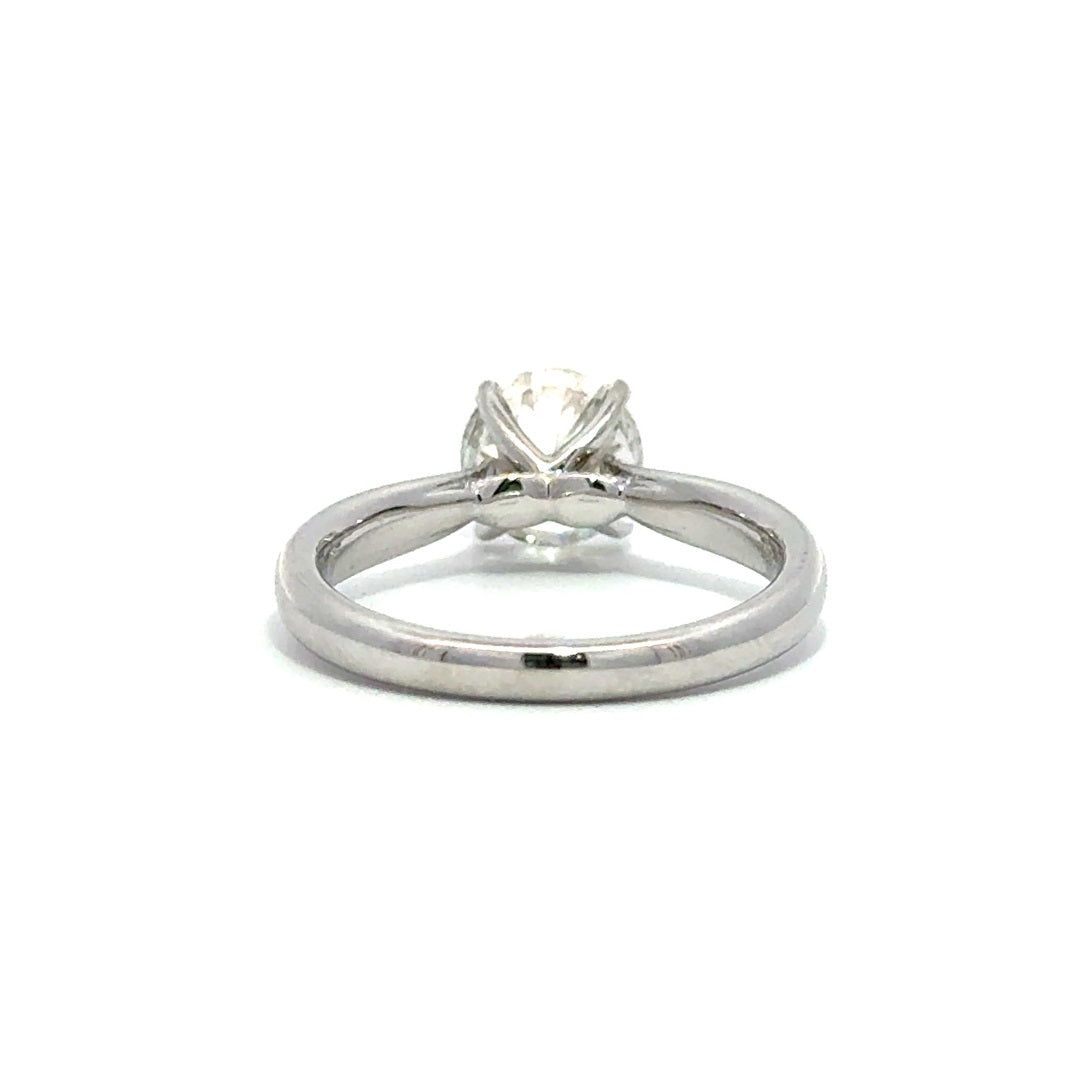 Solitaire Ring (Round) - 14k White Gold with Bridge Diamonds 1.50ct #11500