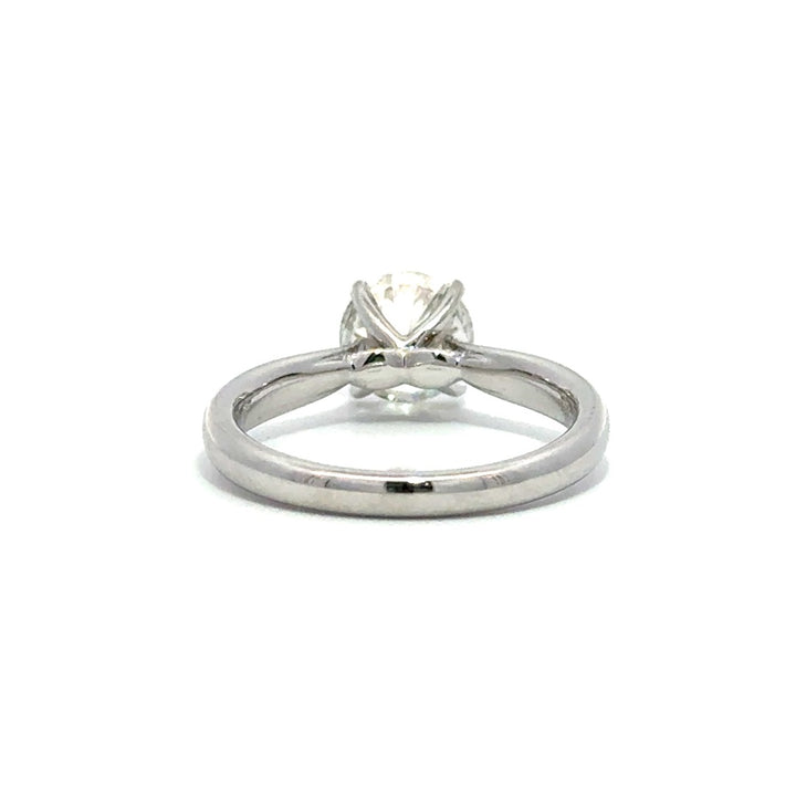 Solitaire Ring (Round) - 14k White Gold with Bridge Diamonds 1.50ct #11500