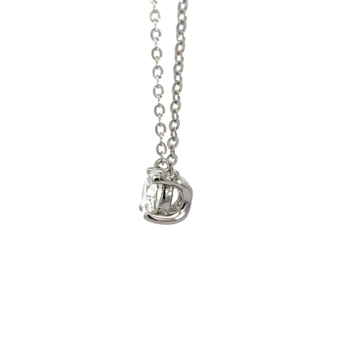 Platinum Infused Sterling Sliver - Solitaire Necklace 1.00ct #13331