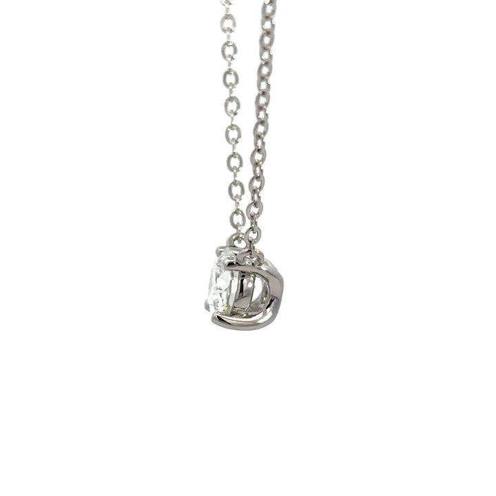 Platinum Infused Sterling Sliver - Solitaire Necklace 1.00ct #13331