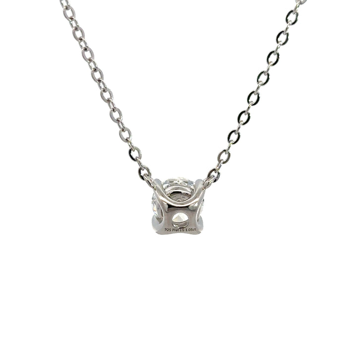 Platinum Infused Sterling Sliver - Solitaire Necklace 1.00ct #13331