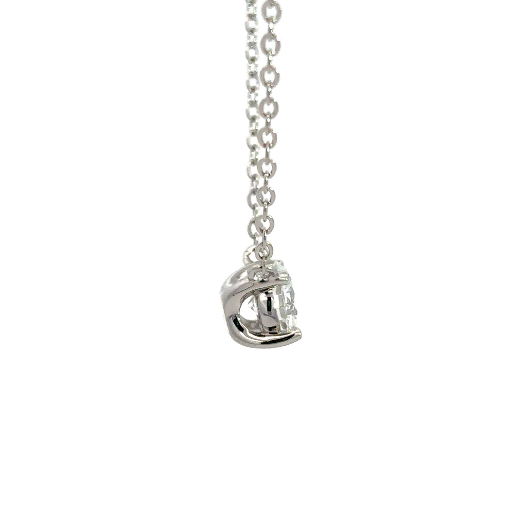 Platinum Infused Sterling Sliver - Solitaire Necklace 1.00ct #13331