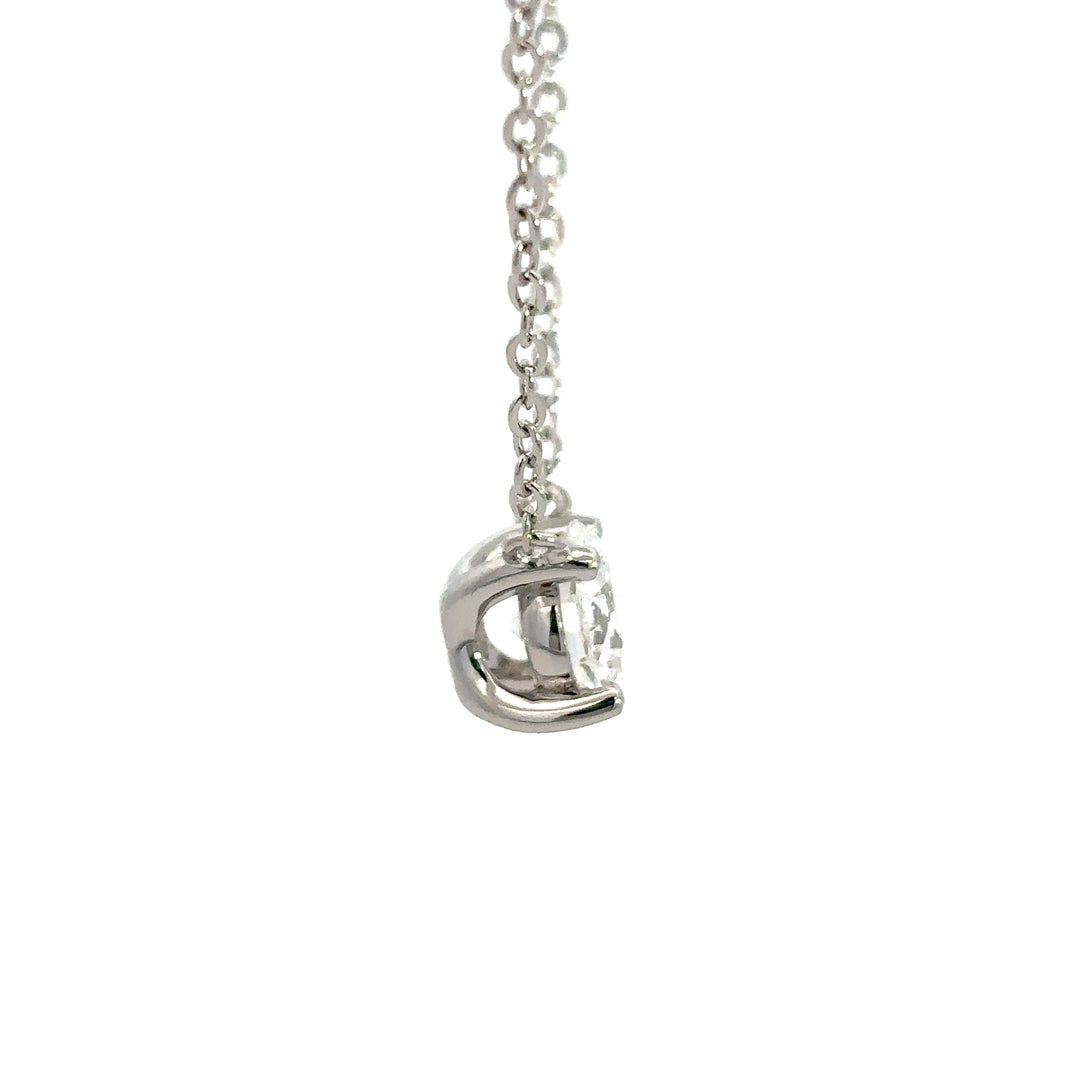 Platinum Infused Sterling Sliver - Solitaire Necklace 1.50ct #13332
