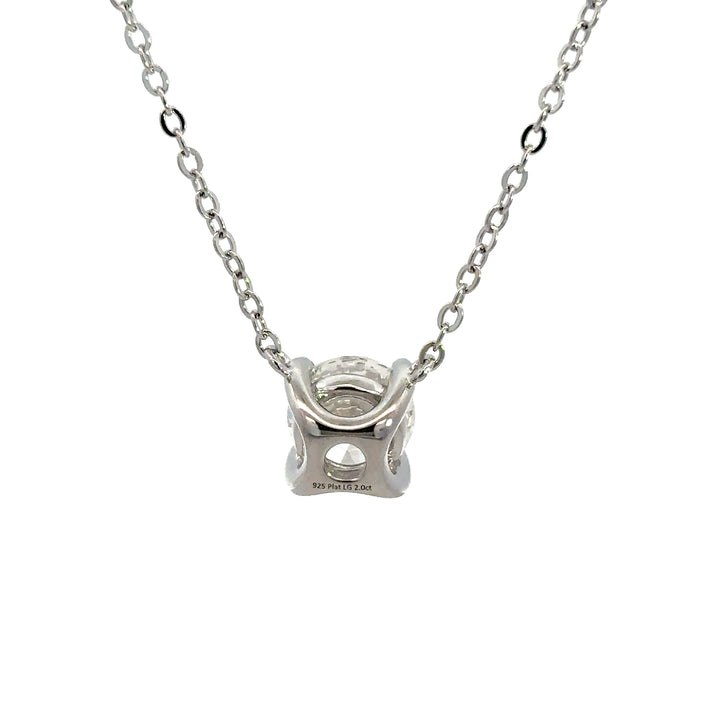 Platinum Infused Sterling Sliver - Solitaire Necklace 2.00ct #13333