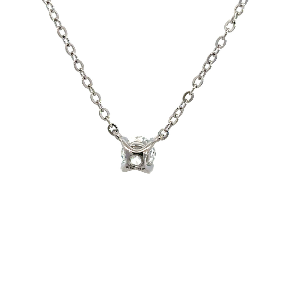 Platinum Infused Sterling Sliver - Solitaire Necklace 0.50ct #13329