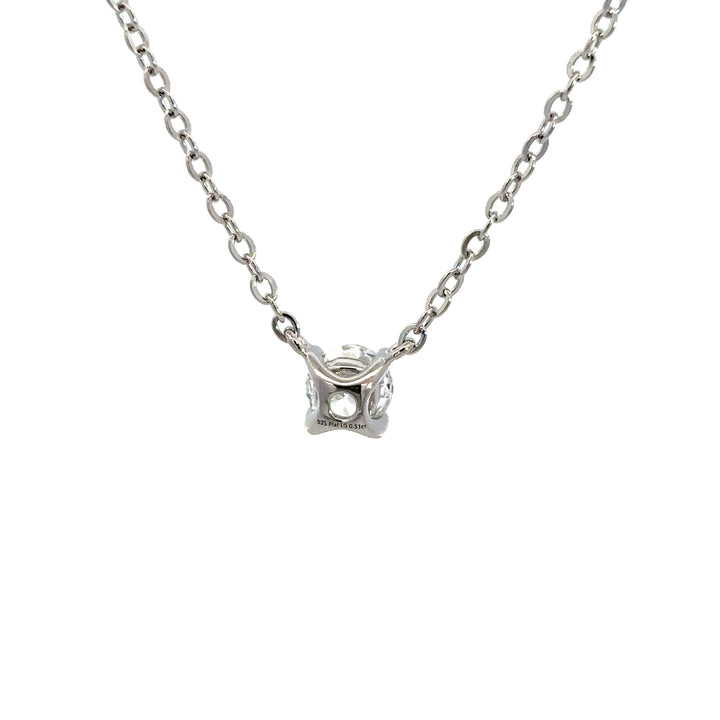 Platinum Infused Sterling Sliver - Solitaire Necklace 0.50ct #13329