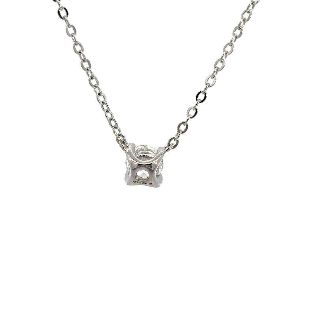 Platinum Infused Sterling Sliver - Solitaire Necklace 0.75ct #13330