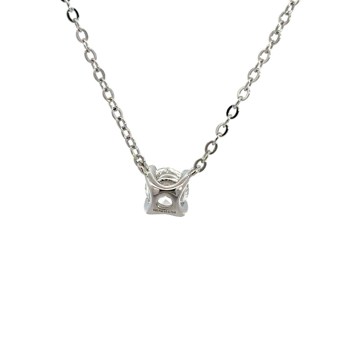 Platinum Infused Sterling Sliver - Solitaire Necklace 0.75ct #13330