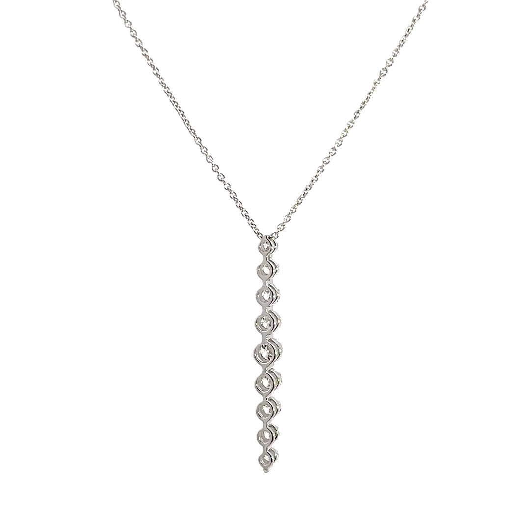 Graduated Diamond Drop Necklace - 14k White Gold 1.00ctw #11361