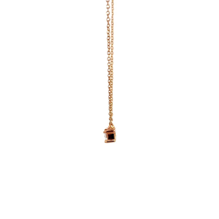 Solitaire Necklace (Baguette) - 14k Rose Gold 0.33ct #11386