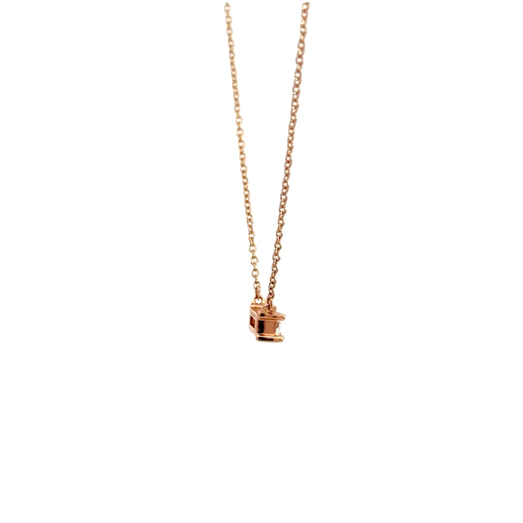 Solitaire Necklace (Baguette) - 14k Rose Gold 0.33ct #11386