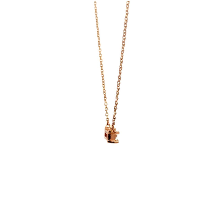 Solitaire Necklace (Baguette) - 14k Rose Gold 0.33ct #11386