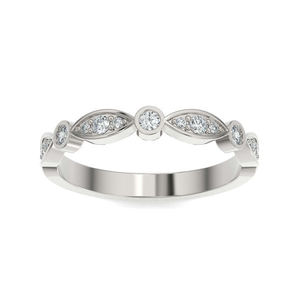 Silver wedding band with diamond accent on a white background.