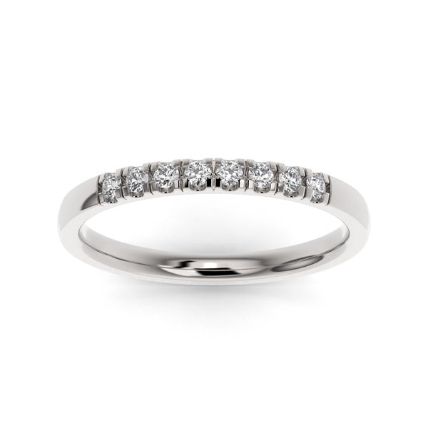 Silver  wedding band with diamond accent on a white background.