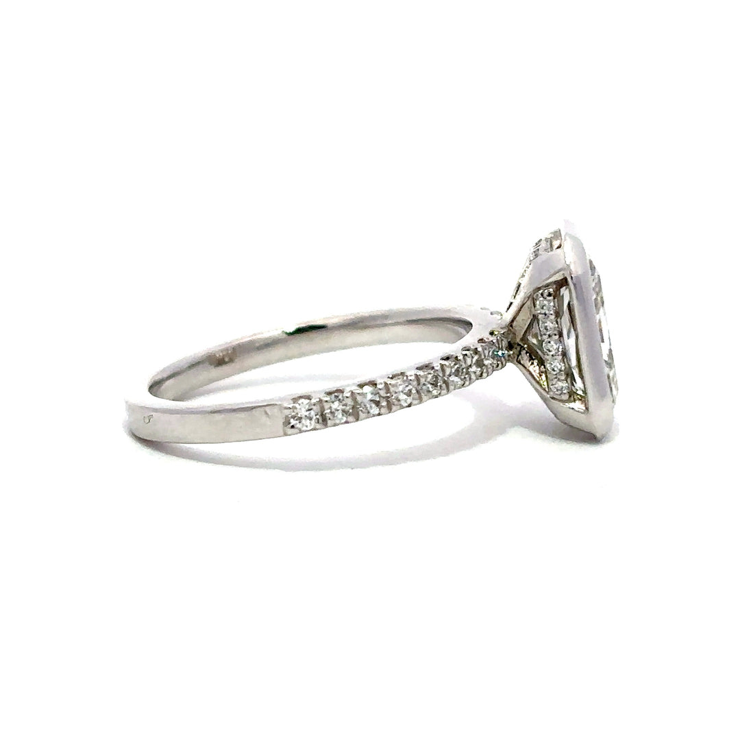 Hidden Halo Bezel Ring (Radiant) - 14k White Gold 2.02ct #13173