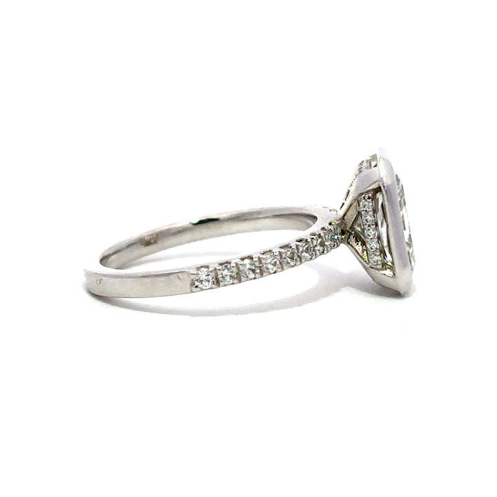 Hidden Halo Bezel Ring (Radiant) - 14k White Gold 2.02ct #13173