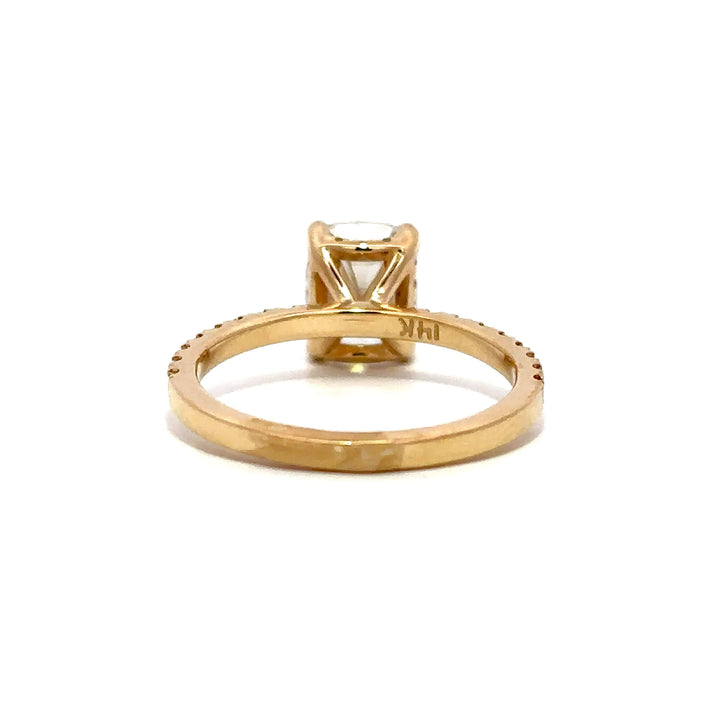 Hidden Halo Ring (Elongated Cushion) - 14k Yellow Gold 2.10ct #13174