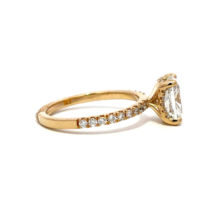 Hidden Halo Ring (Elongated Cushion) - 14k Yellow Gold 2.10ct #13174