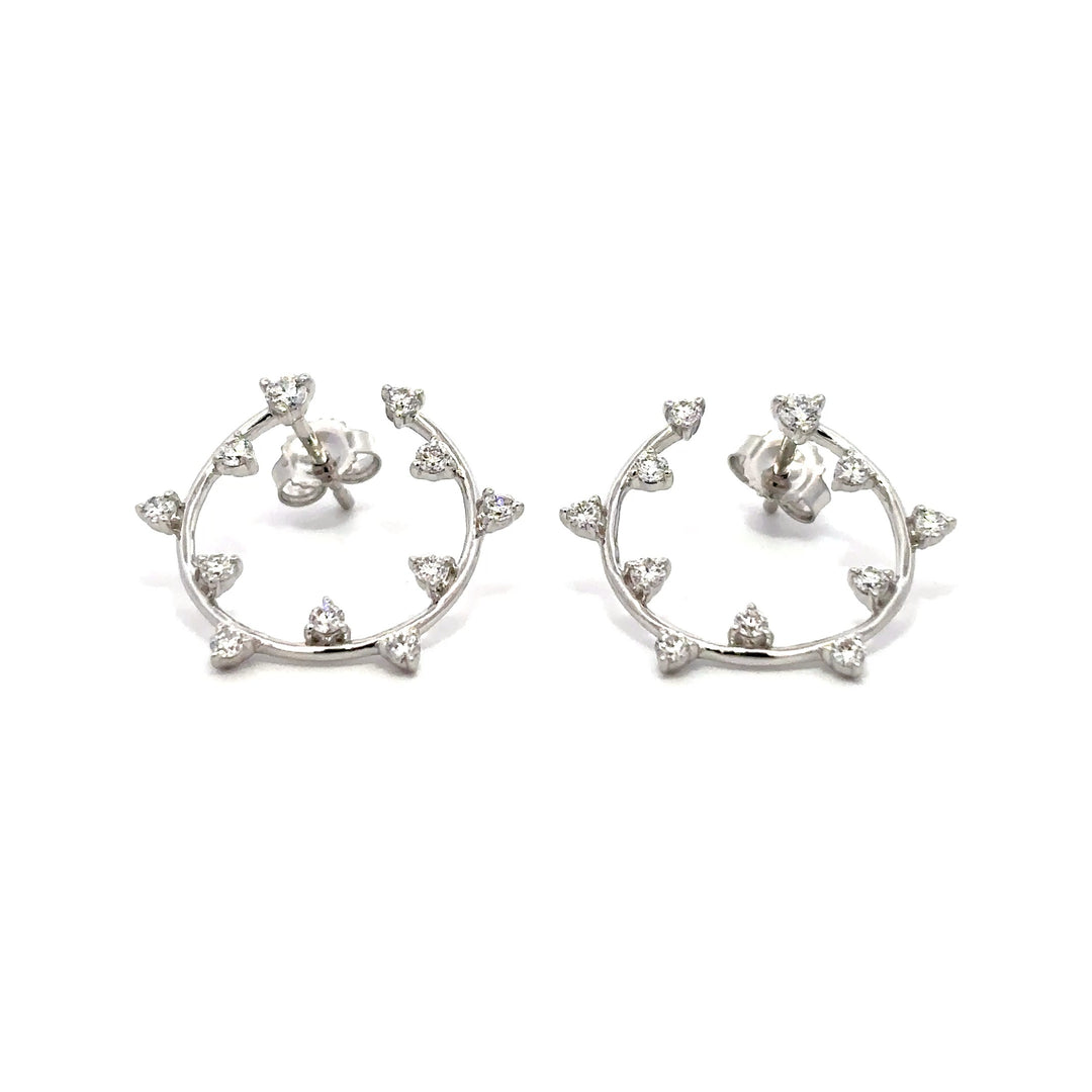 Station Hoops (Round) - 14k White Gold 0.50ct #13259