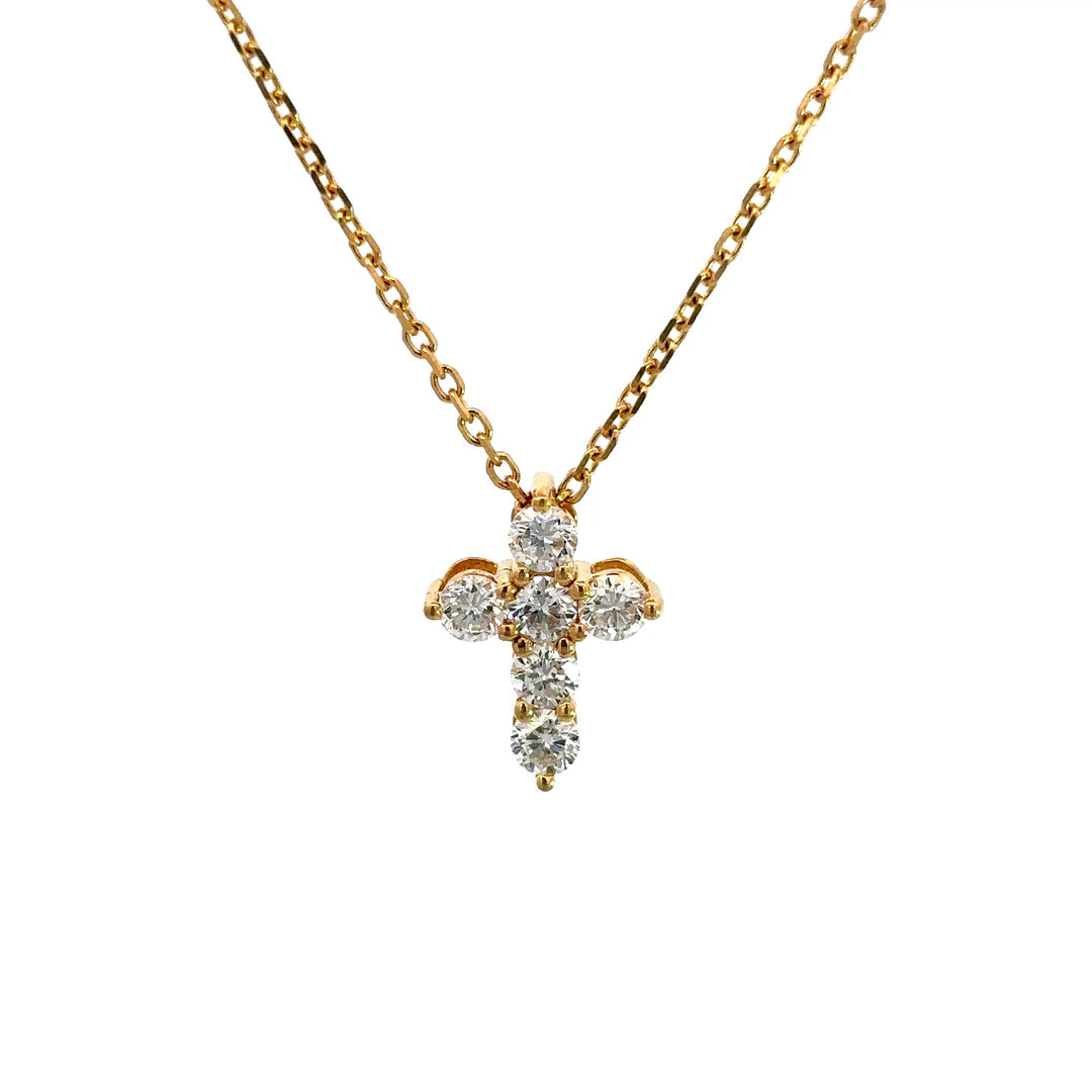 Cross Diamond Necklace - 14k Yellow Gold 0.65ctw #13401