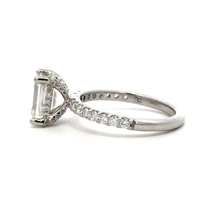 Hidden Halo Ring (Emerald) - 14k White Gold 1.87ct #13095