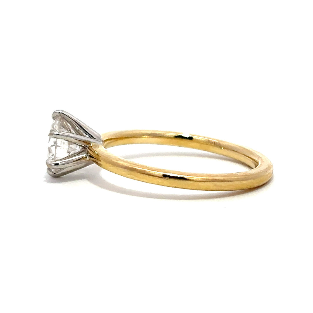 Solitaire Ring (Round) - 14k Yellow & White Gold 1.00ct #12018