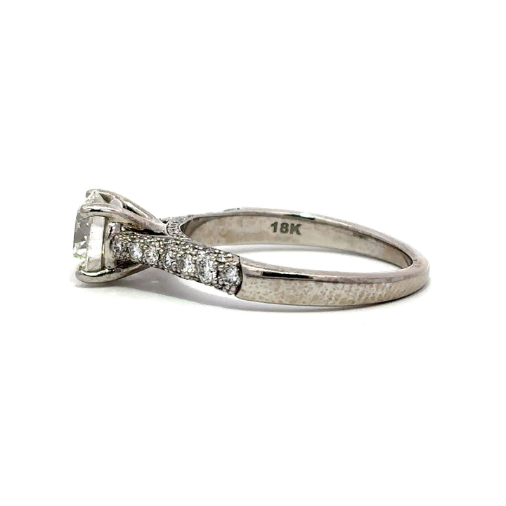 Pavé Ring (Round) and Side Diamonds - 18k White Gold 1.13ct #10783