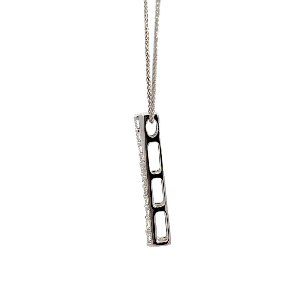 Diamond bar necklace on a white background