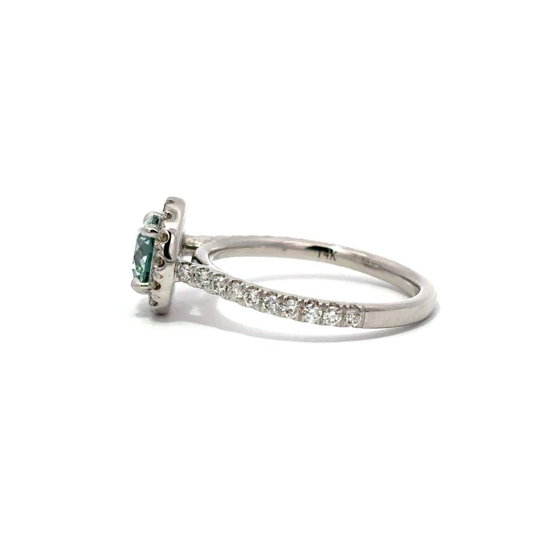 Halo Ring (Round) - 14k White Gold Fancy Blue 1.00ct #12157