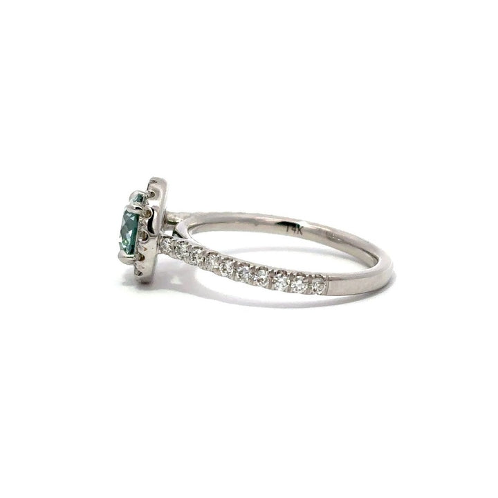 Halo Ring (Round) - 14k White Gold Fancy Blue 1.00ct #12157