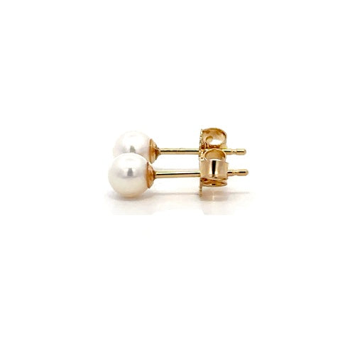 Fresh Water Pearl Stud Earrings - 14k Yellow Gold