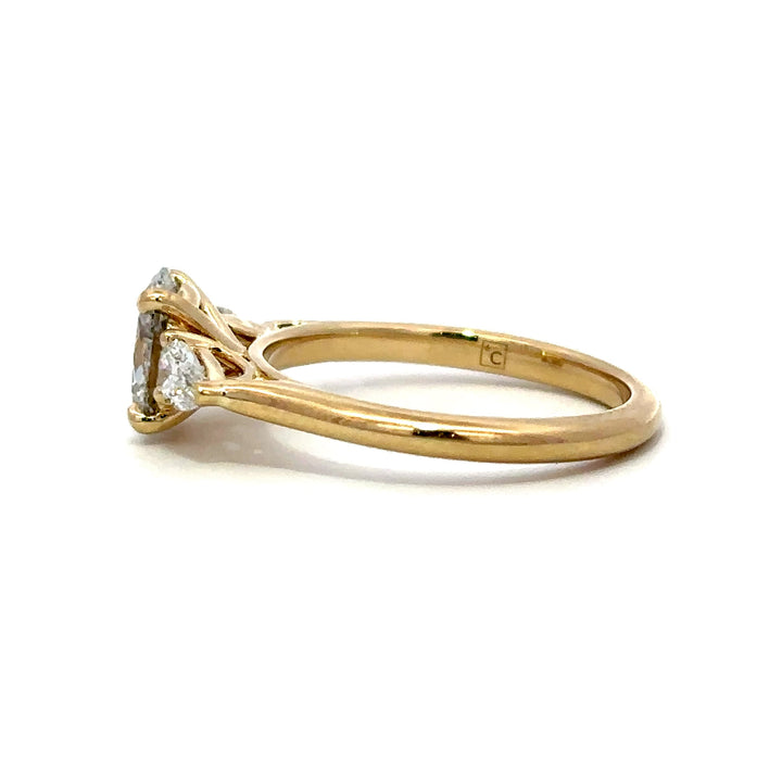 3-Stone Ring (Oval &  Pear) - 14k Yellow Gold 1.00ct #12134