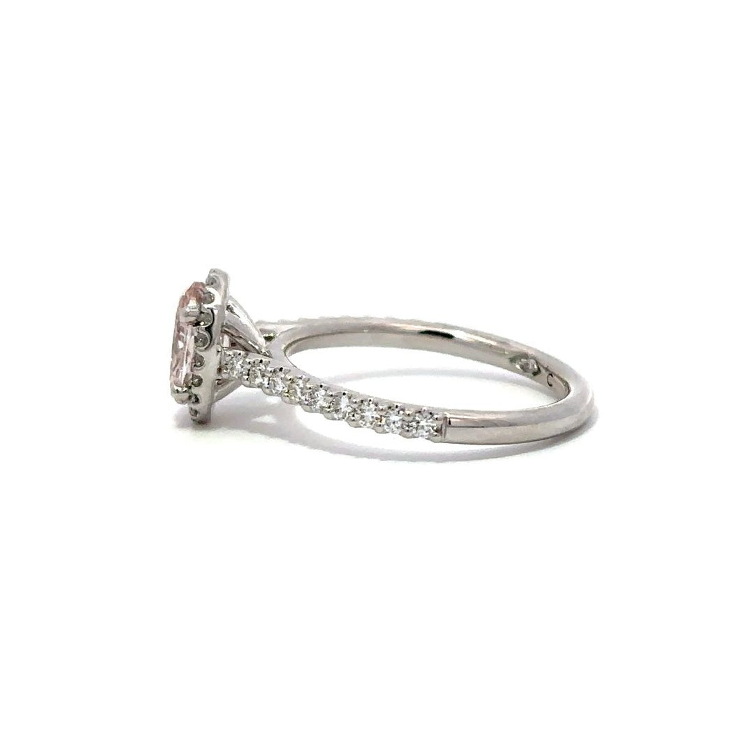 Halo Ring (Oval) - 14k White Gold Fancy Pink 1.04ct #13084