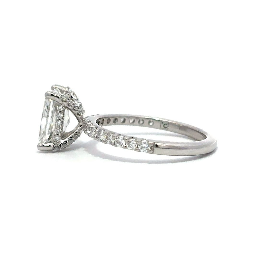 Hidden Halo Ring (Radiant) - 14k White Gold 2.00ct #12032