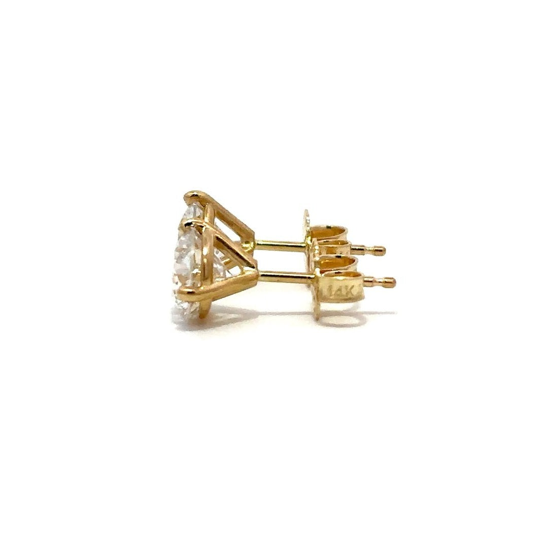 Solitaire Earrings - 14k Yellow Gold 2.04ctw #11989