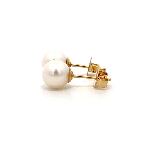 Fresh Water Pearl Stud Earrings - 14k Yellow Gold