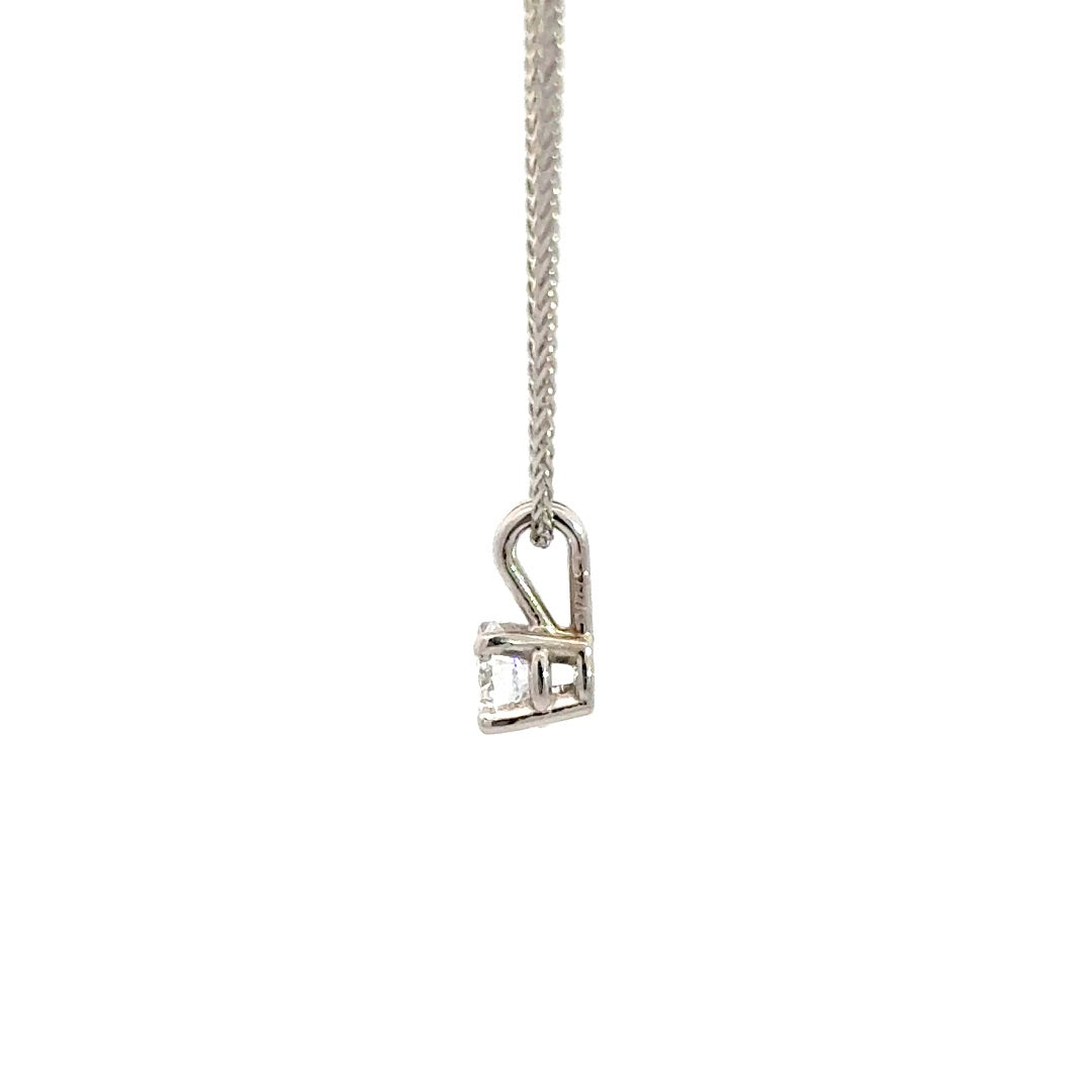 White gold diamond necklace on a white background.