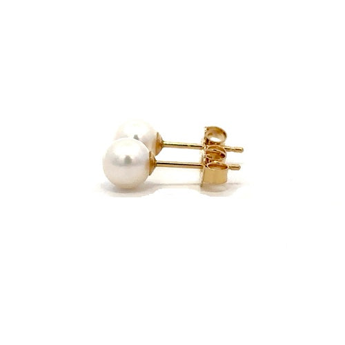 Fresh Water Pearl Stud Earrings - 14k Yellow Gold