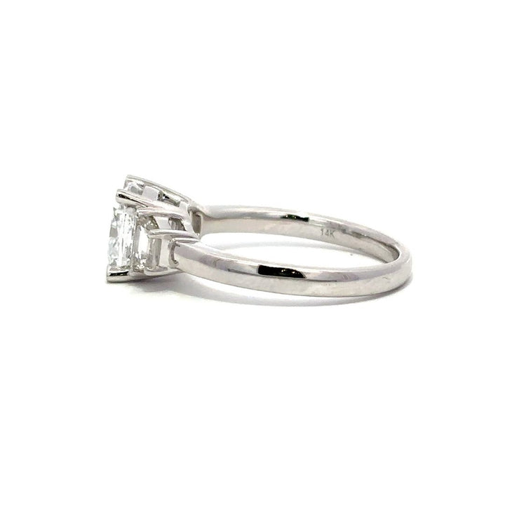 3-Stone Ring (Cushion & Trapezoid) - 14k White Gold 2.03ct #12053