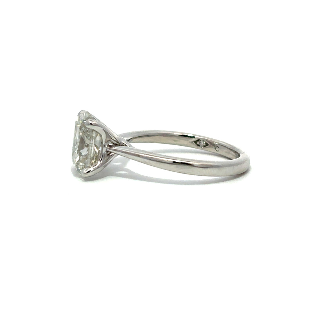 Solitaire Ring (Cushion) - 14k White Gold 3.05ct #12049