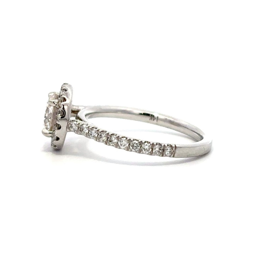 Halo Ring (Round) - 14k White Gold 1.50ct #12021