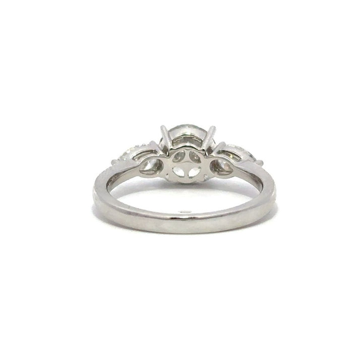 3-Stone Ring (Round & Pear) - 14k White Gold 1.53ct #12054