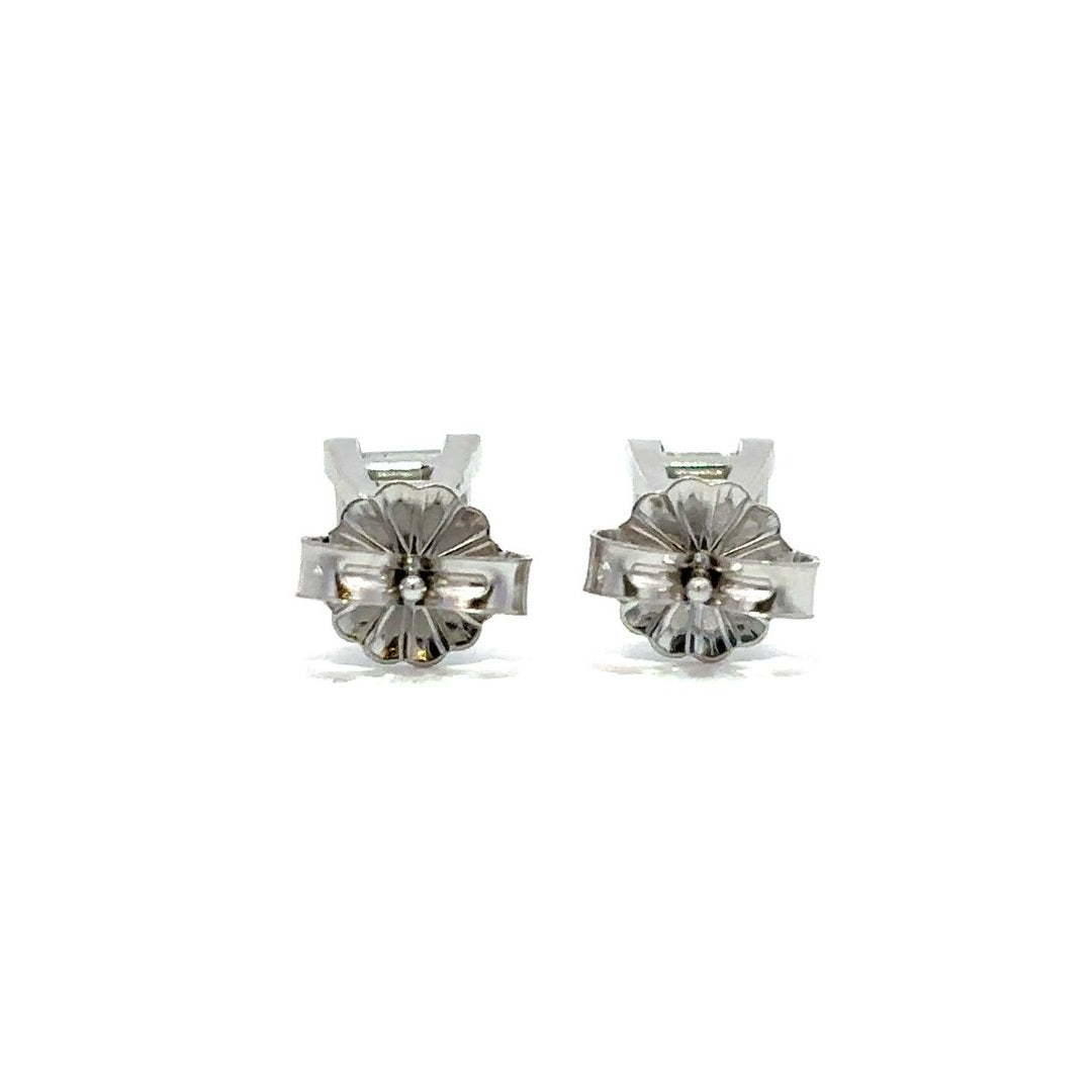 Solitaire Earrings (Princess) - 14k White Gold