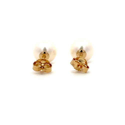 Fresh Water Pearl Stud Earrings - 14k Yellow Gold