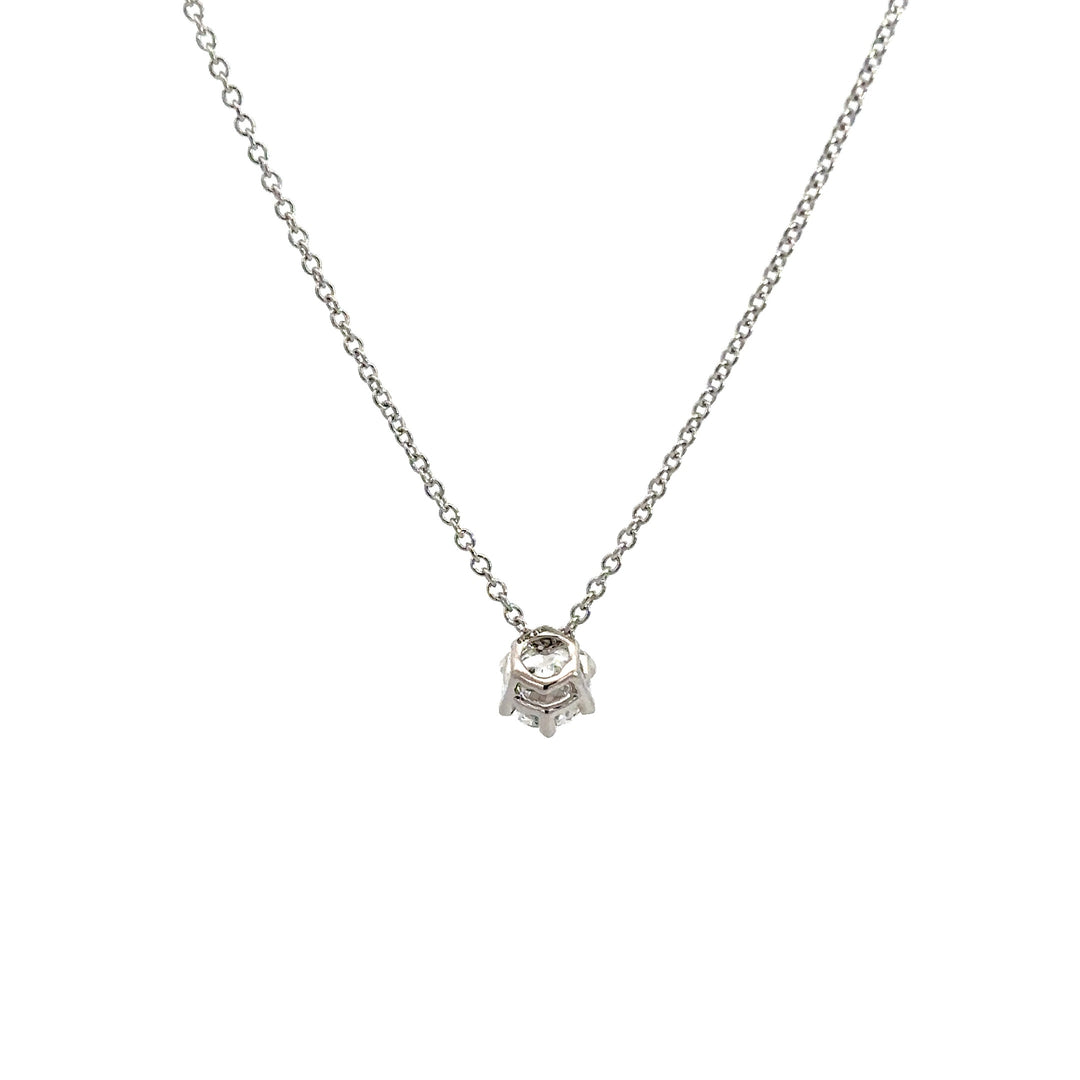 Solitaire Necklace (Round) - 14k White Gold 0.50ct #12074