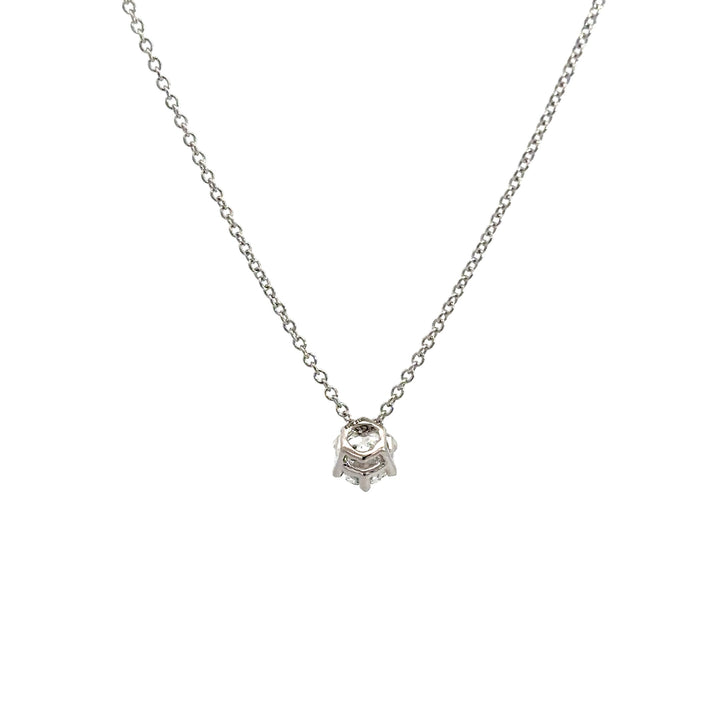 Solitaire Necklace (Round) - 14k White Gold 0.50ct #12074